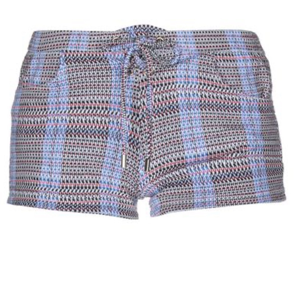 Melissa Odabash $125 Low Waisted Knit Micro Shorts Size S Blue Pockets Vacation